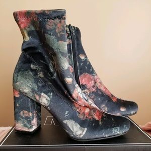MIA Valencia Floral Velvet Heeled Booty
